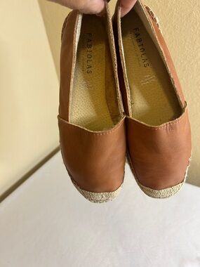 Fabiolas Espadrilles Tan Leather Size 38 = 7.5 or 8 US Women’s
